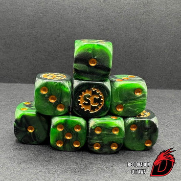 Stat Check - Marbled Green/Black + Gold Pip