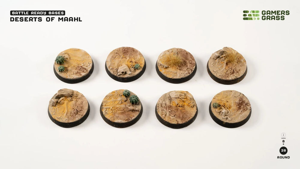 Gamers Grass Battle Ready Bases - Deserts of Maahl - Round 28mm (x8)