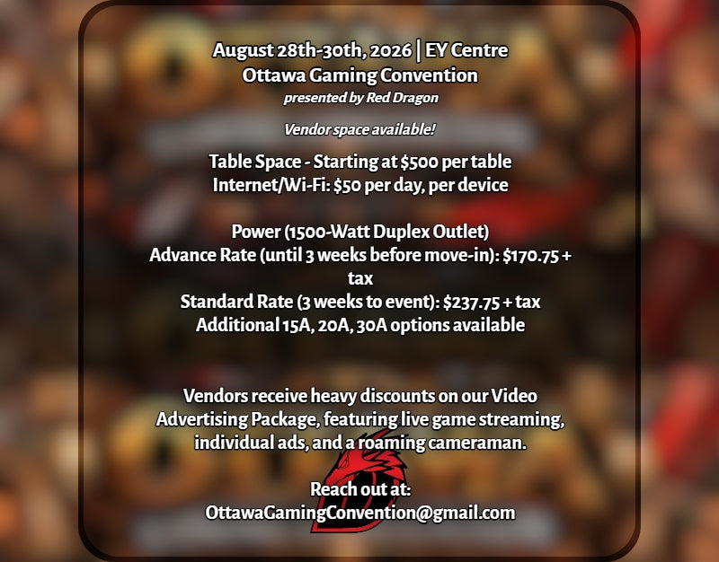 VENDOR BOOTH | Ottawa Gaming Convention *READ DESCRIPTION BEFORE PURCHASE*