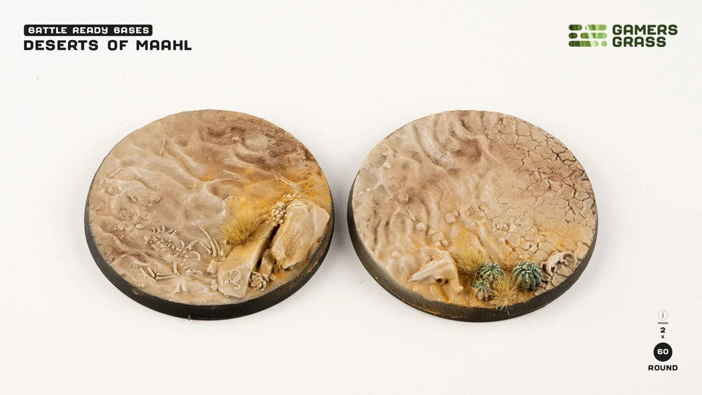 Gamers Grass Gamers Grass Battle Ready Bases - Deserts of Maahl - Round 60mm (x2)
