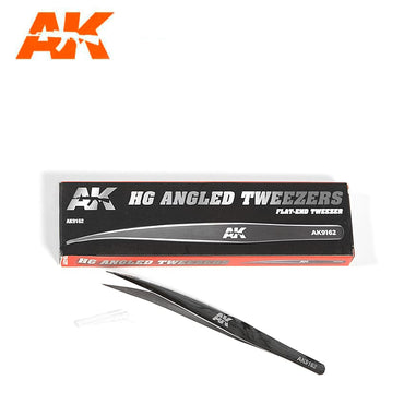 AK Interactive HG Angled Tweezers 02 Flat-End