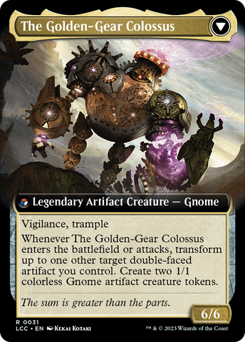 Tetzin, Gnome Champion // The Golden-Gear Colossus (Extended Art) [The Lost Caverns of Ixalan Commander]