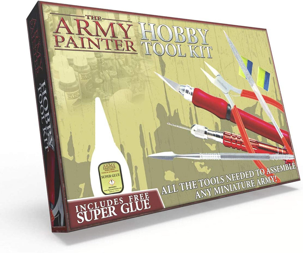The Army Painter Hobby Tool Kit - 7-Piece Plastic Model Kit Tools for Miniatures with Green Stuff & Model Glue - Beginners Model Building Kits, Model Kit Accessories, Model Tool Kit for Plastic Models